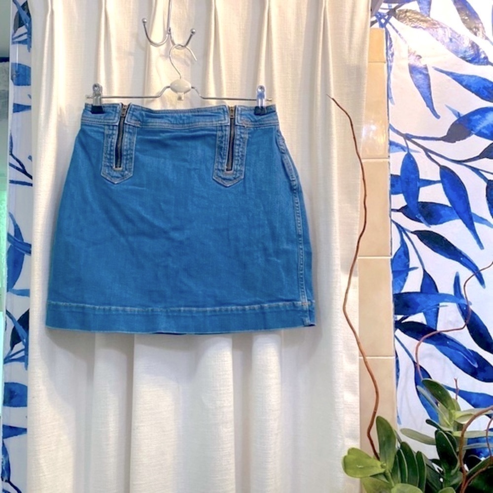 Women’s Anthropologie Pilcro and the Letterpress Denim Zipper Mini Skirt Size 8
